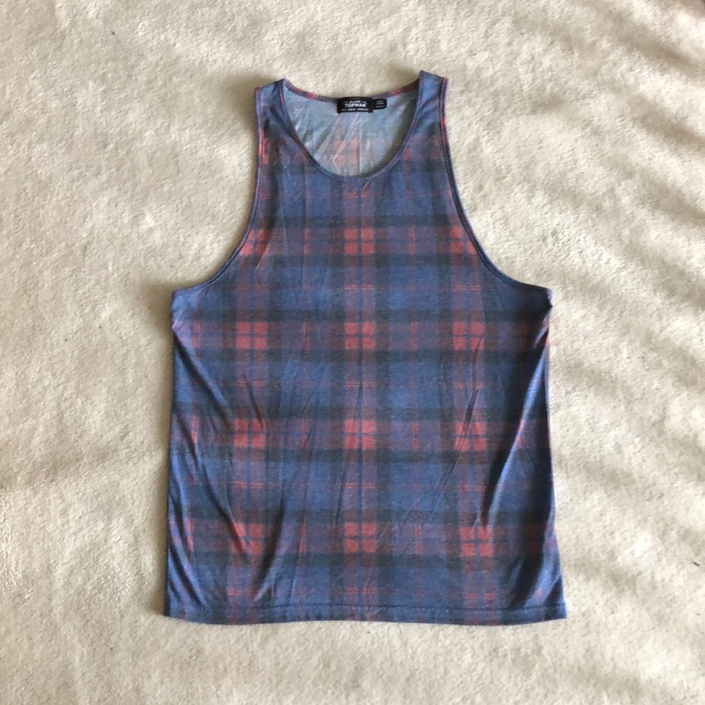 Top man men’s plaid tank top